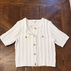 Evereve White Cable Knit Cardigan